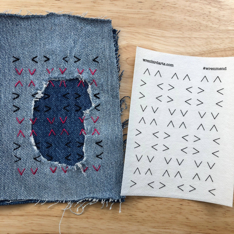 Washable Mending Transfers Set #6 Pink Cat Patterns