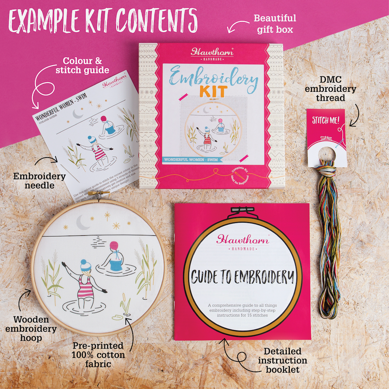 Glass Garden Embroidery Kit | Complete Craft Kit for Beginners by Hawthorn Handmade
