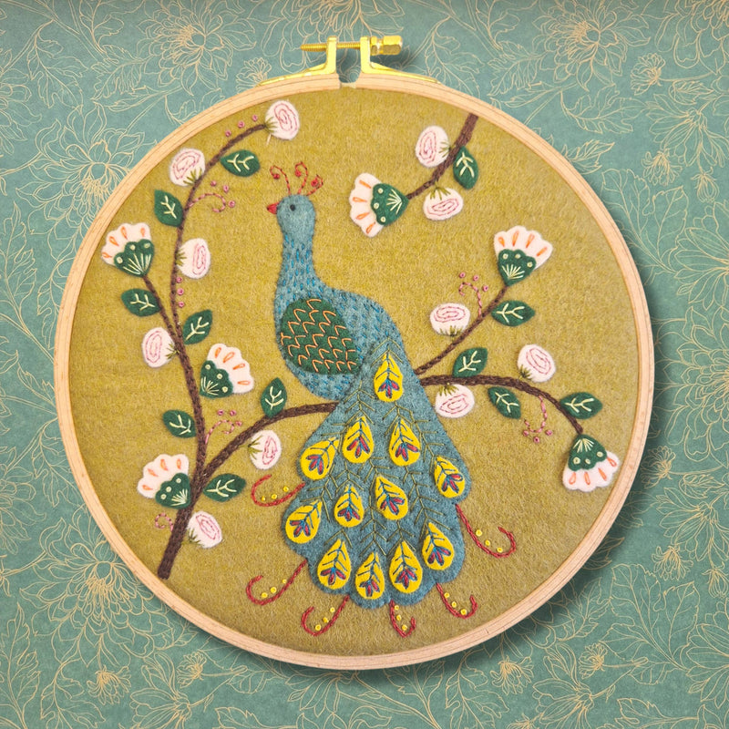 Flamboyant Peacock Appliqué Hoop Craft Kit by Corinne Lapierre Limited