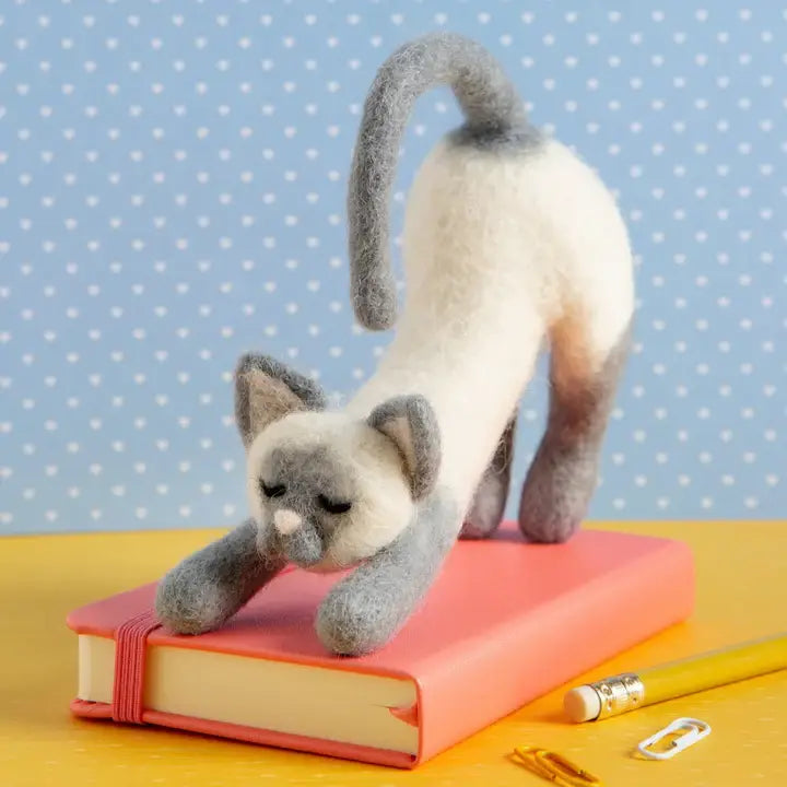 Stretching Cat Needle Felting Kit | Beginner Craft Kit by Hawthorn Handmade