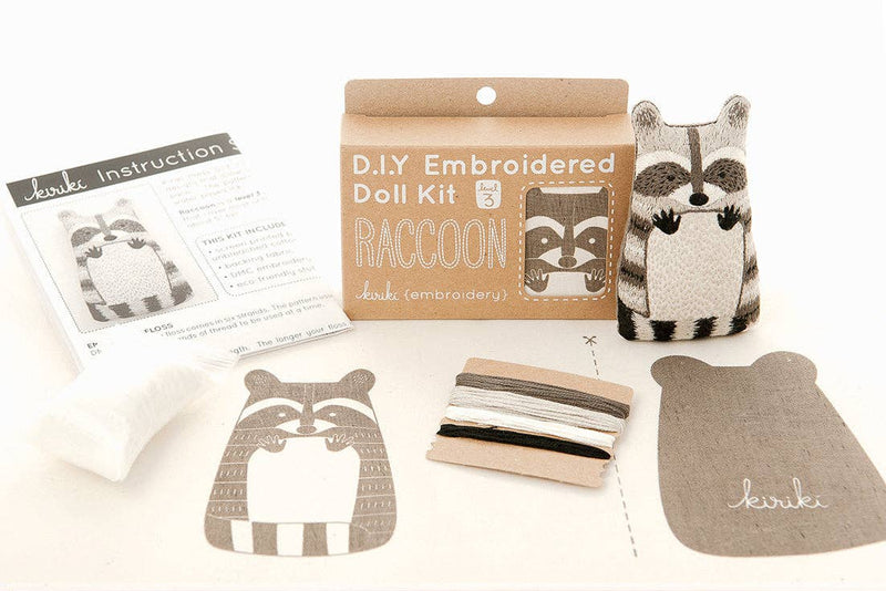 Raccoon Embroidery Kit by Kiriki Press