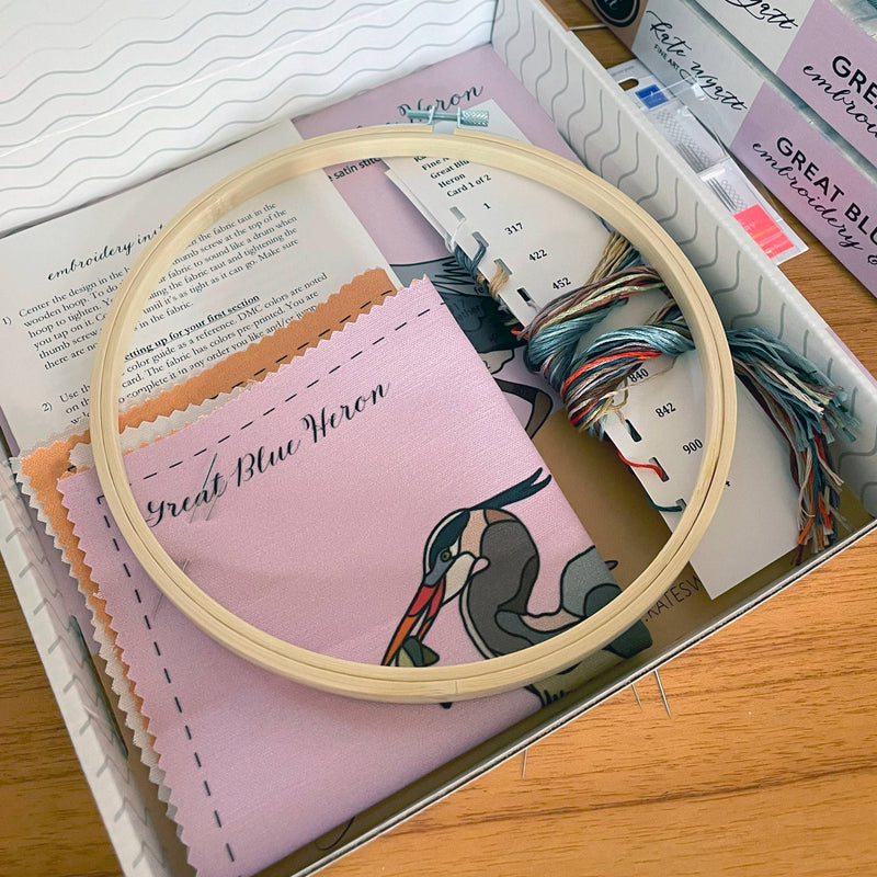 DIY Embroidery and Beadwork Kit - Great Blue Heron by Kate Wyatt