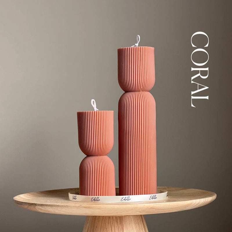 Ribbed Hourglass Pillar Candle by Estelle Studio