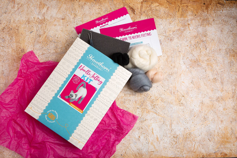 Stretching Cat Needle Felting Kit | Beginner Craft Kit by Hawthorn Handmade
