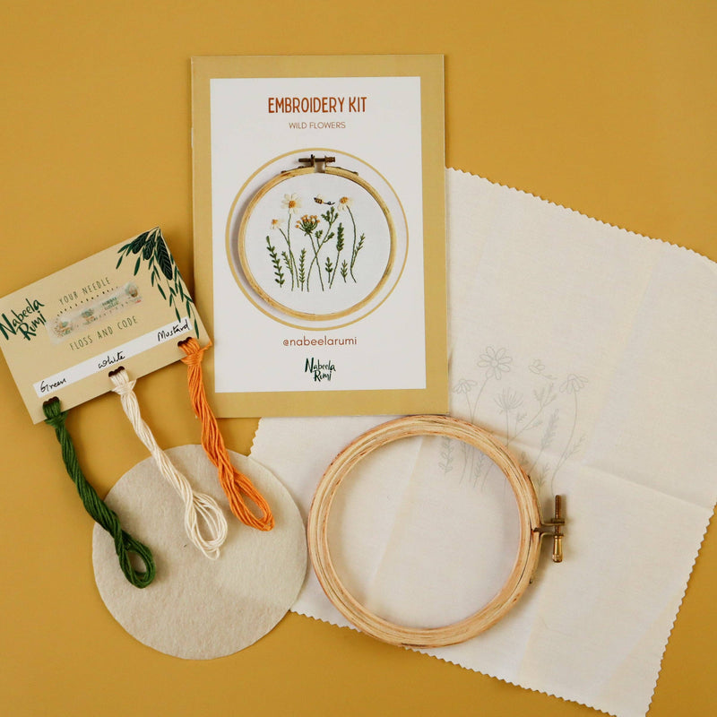 Wild Flowers Embroidery Kit by Nabeela Rumi