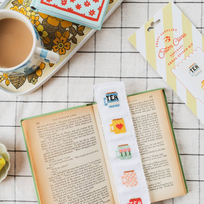 Tea/Mugs Cross Stitch Bookmark Kit by Cotton Clara