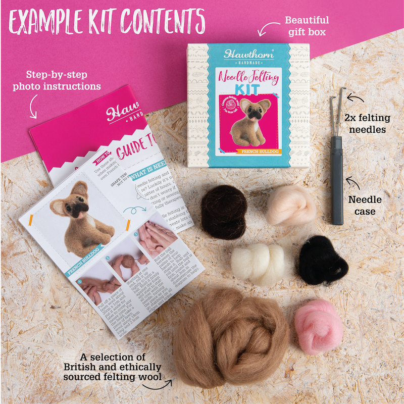 Cat Brooch Needle Felting Kit | Complete Craft Kit by Hawthorn Handmade