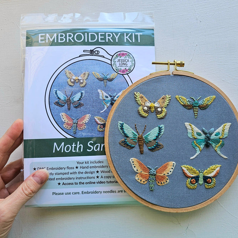 Moth Sampler Embroidery Kit by Jessica Long Embroidery