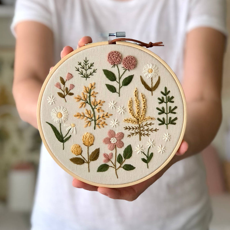 Floral Embroidery DIY Kit, modern embroidery craft kit by Matryoshka Doll Shop