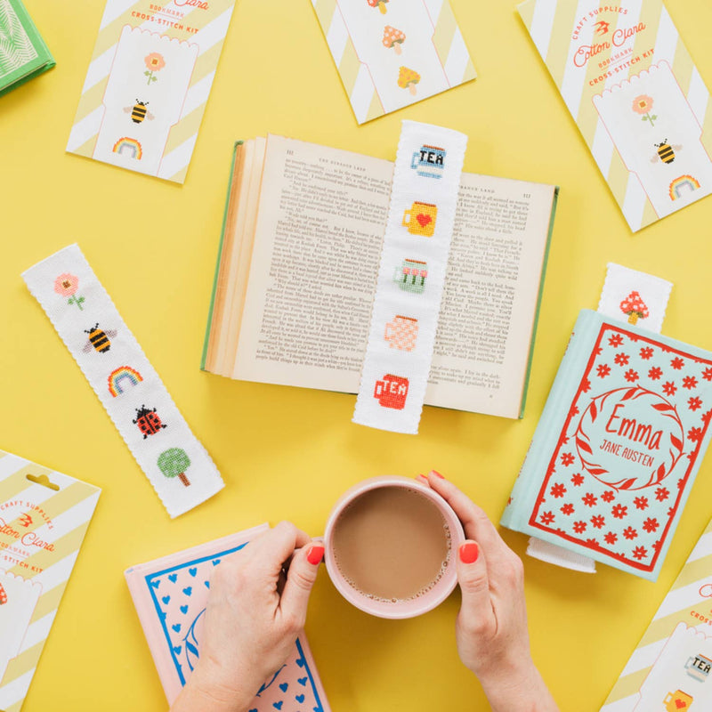 Tea/Mugs Cross Stitch Bookmark Kit by Cotton Clara