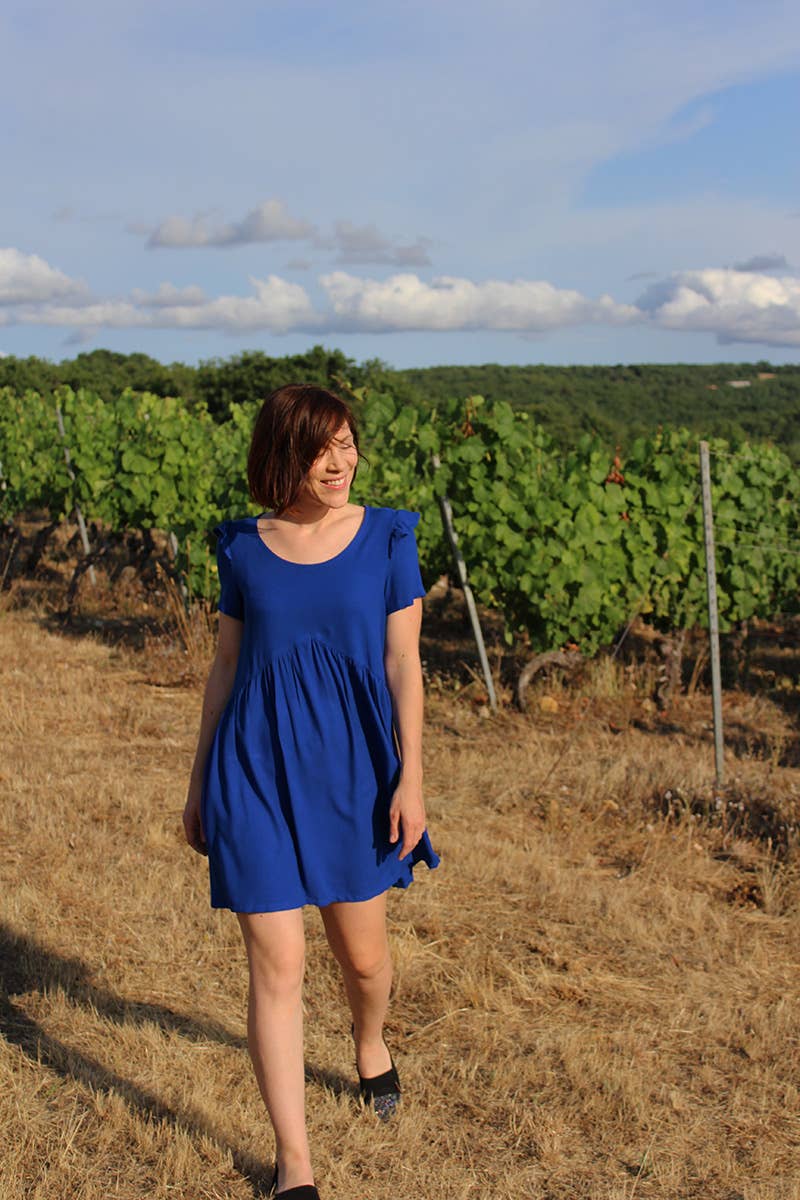 Royal Blue Viscose Crepe Fabric by Eglantine et Zoé