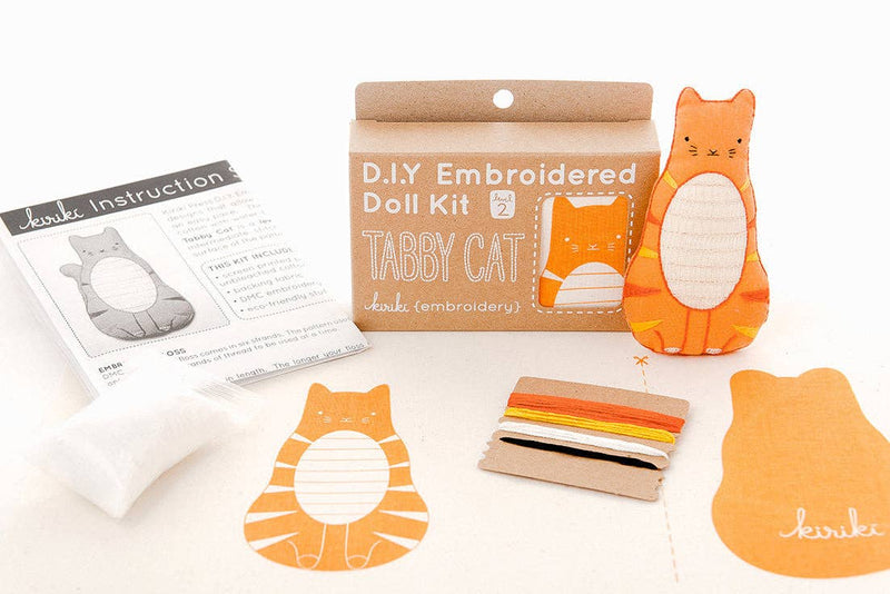 Tabby Cat Embroidery Kit by Kiriki Press