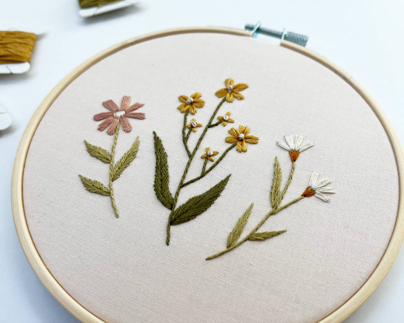 Pink Wildflower Embroidery Kit by Urbann Nest