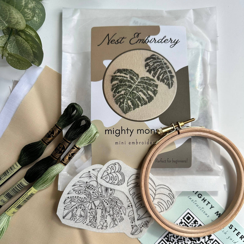 Mighty Monstera Mini Kit by Nest Embirdery