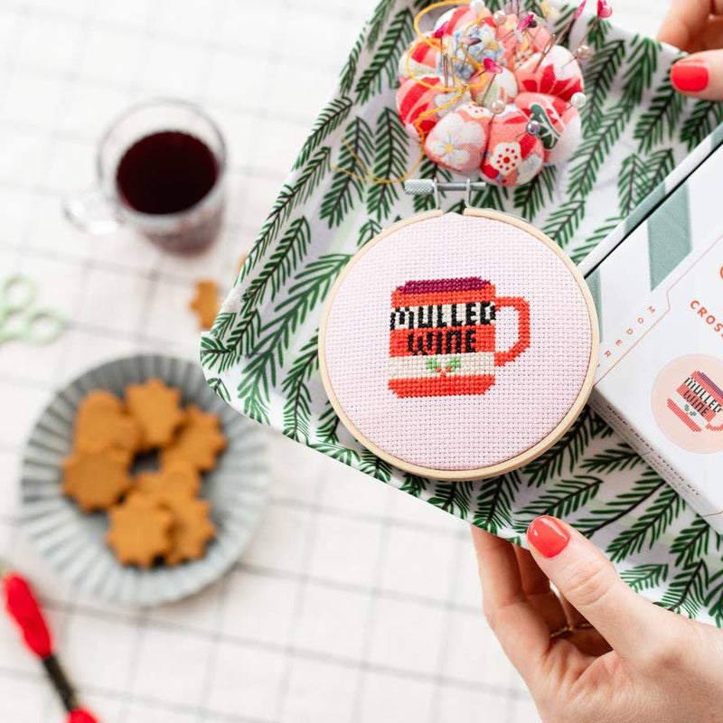 Mulled Wine Cross Stitch Kit by Cotton Clara