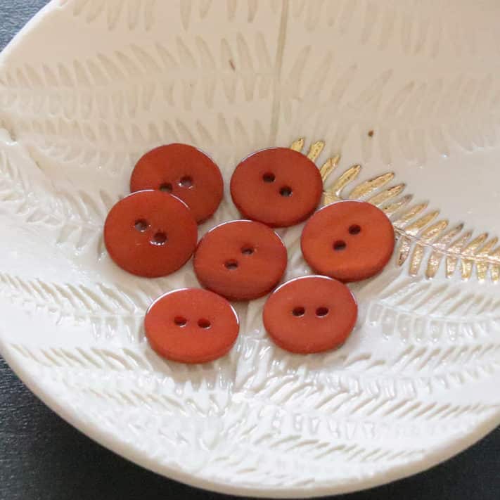 Flat mother-of-pearl buttons with 2 holes