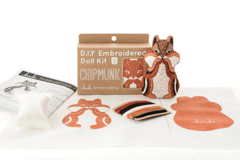 Chipmunk Embroidery Kit by Kiriki Press