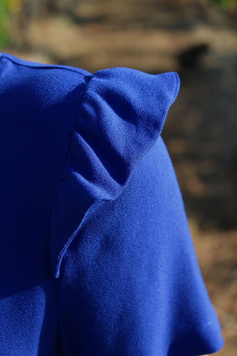 Royal Blue Viscose Crepe Fabric by Eglantine et Zoé