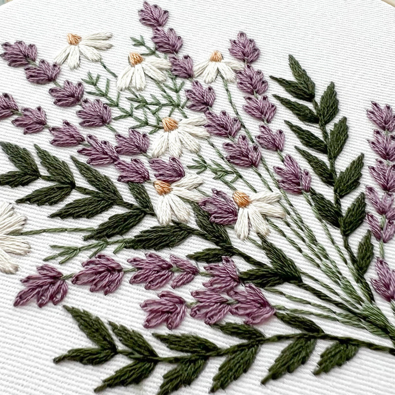 Lavender and Daisies Embroidery Kit by Matryoshka Doll Shop