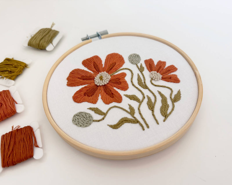 Orange Floral Embroidery Kit by Urbann Nest