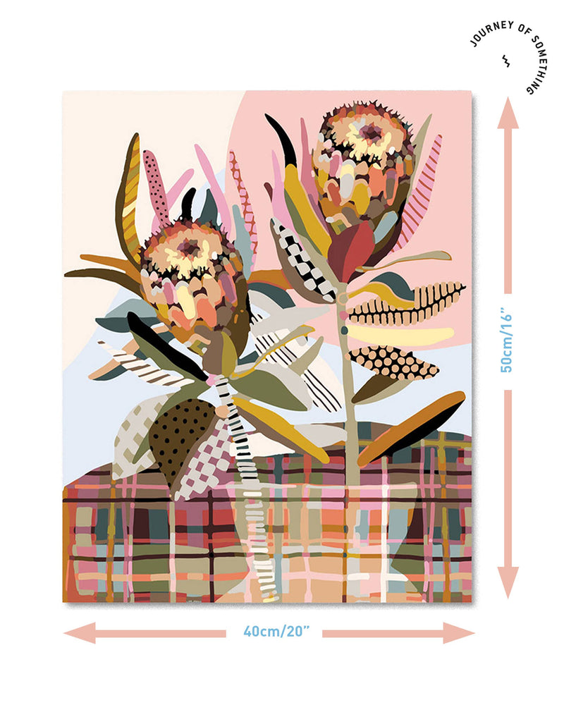 Paint by Numbers Kit & Canvas "Two Protea" by Bec Rosenthal of Studio Speckles
