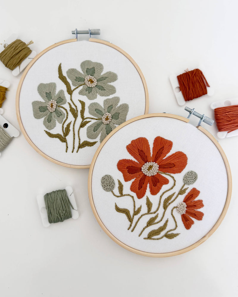 Orange Floral Embroidery Kit by Urbann Nest