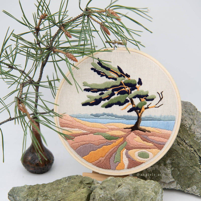 Windswept Pine DIY Embroidery Kit by Anna Angiels