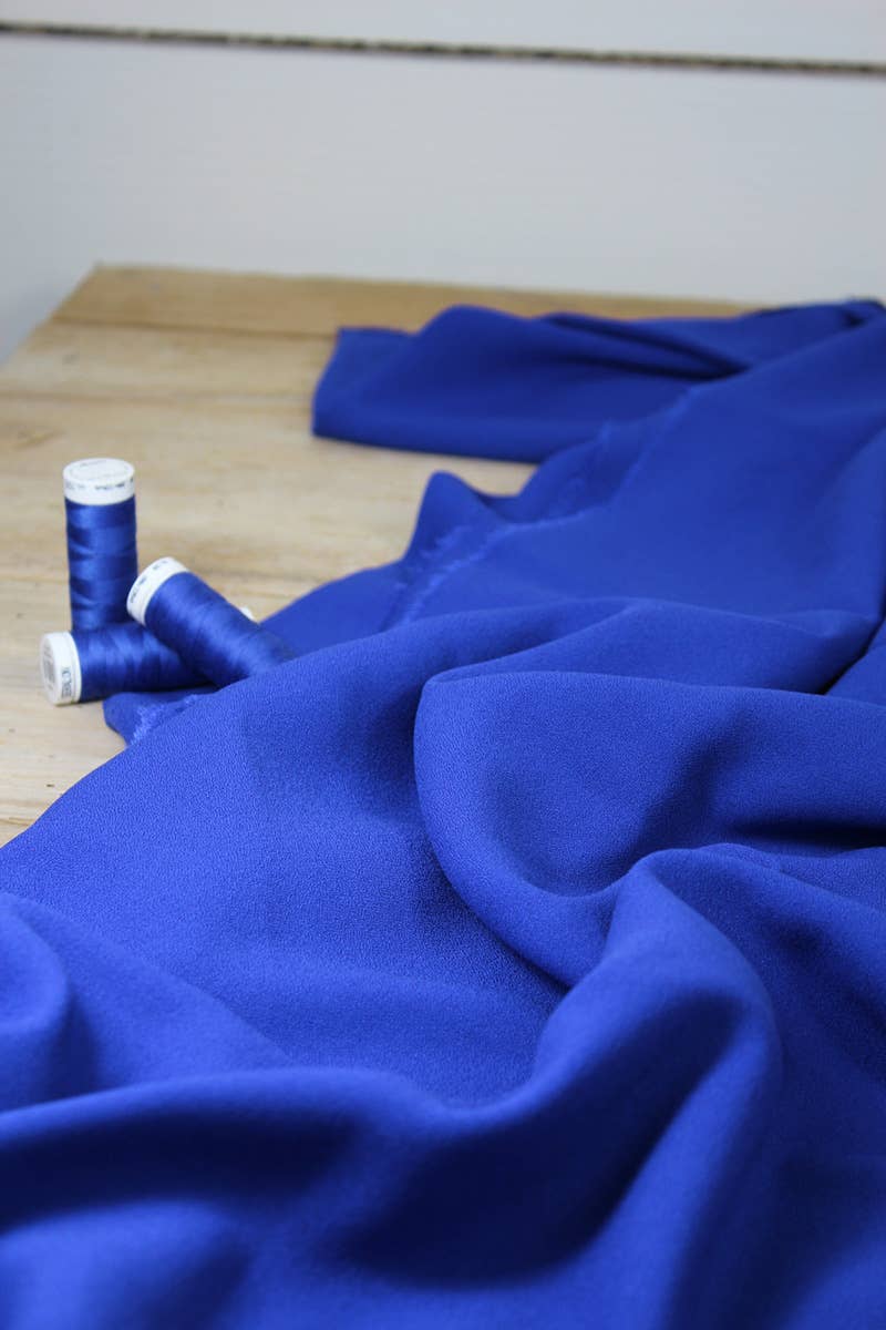 Royal Blue Viscose Crepe Fabric by Eglantine et Zoé