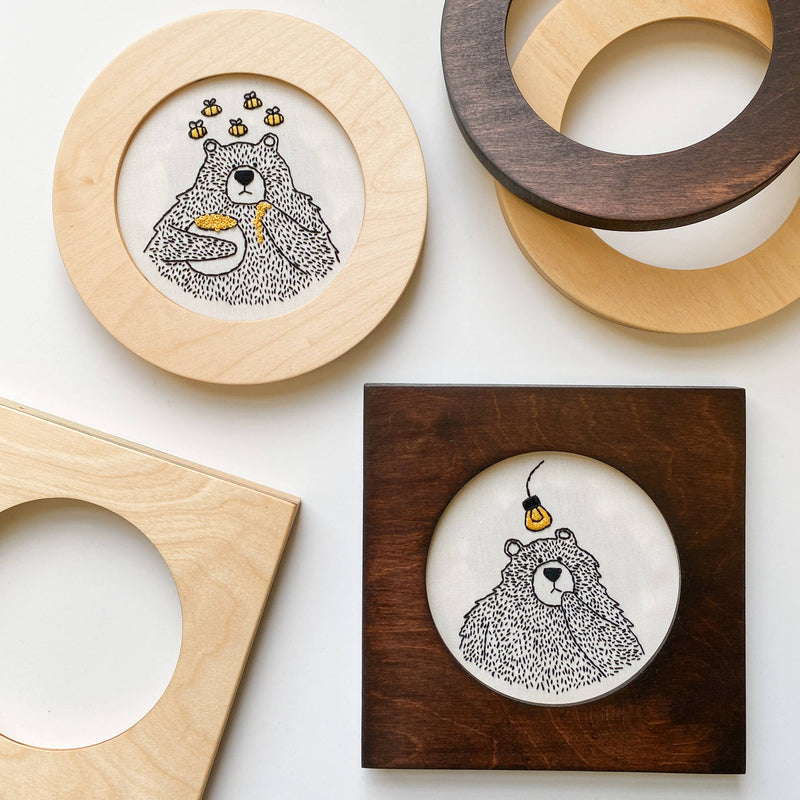 Circular Modern Embroidery Hoop Frame for 5" Hoops in Natural by Modern Hoopla