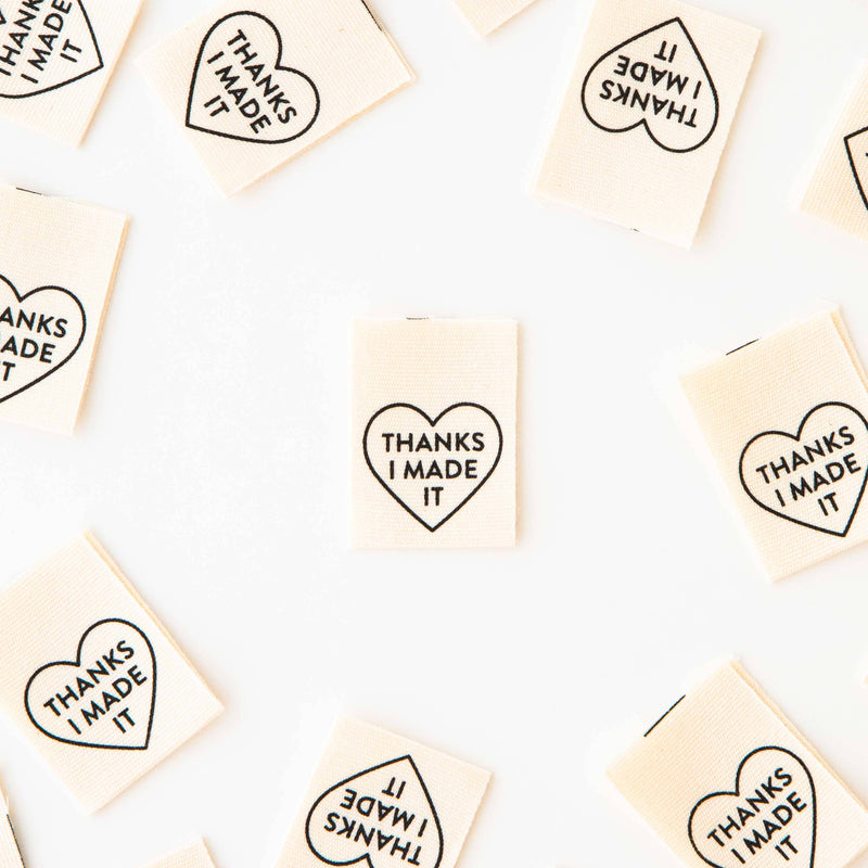 Thanks I Made It Heart Organic Cotton - Sewing Quilt and Garment Labels by Sarah Hearts