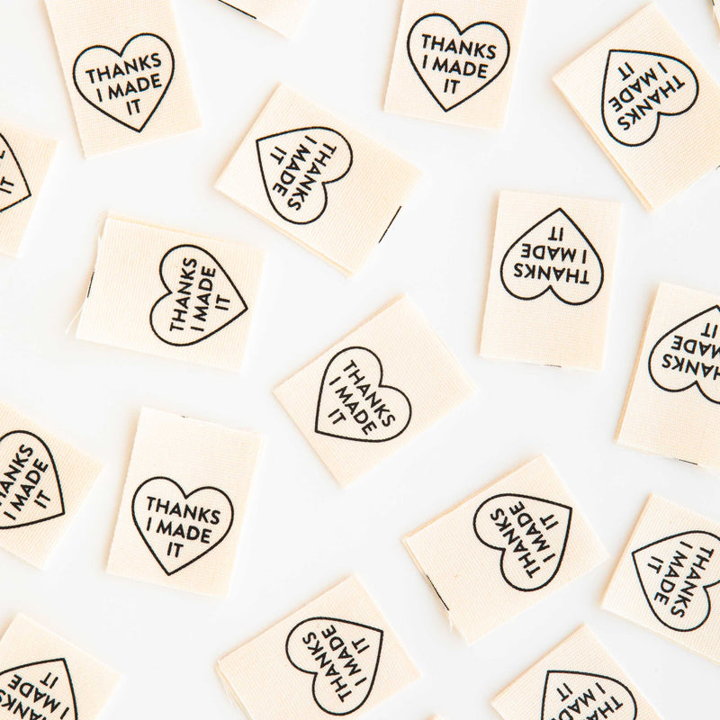 Thanks I Made It Heart Organic Cotton - Sewing Quilt and Garment Labels by Sarah Hearts