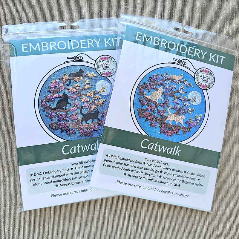 Cats & Full Moon Embroidery Kit by Jessica Long Embroidery