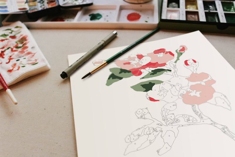 Cherry Blossoms Paint-By-Numbers kit by Cate Paper Co