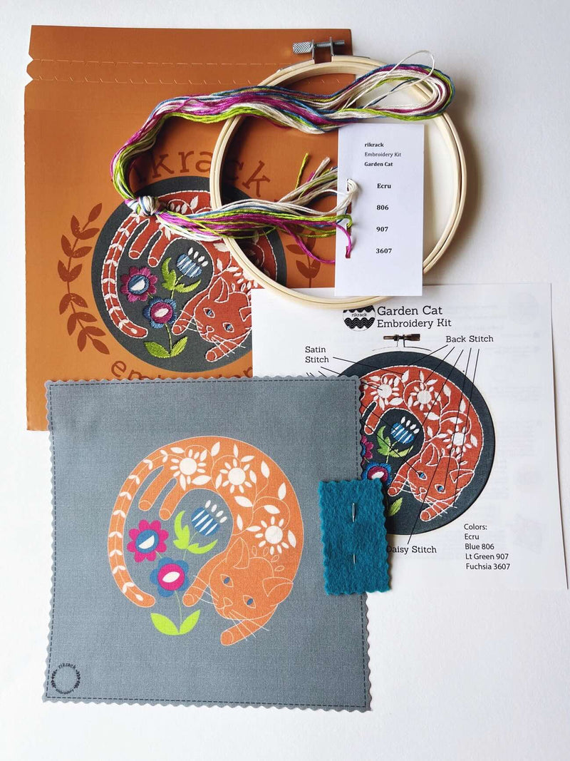 Garden Cat Embroidery Kit by Rikrack