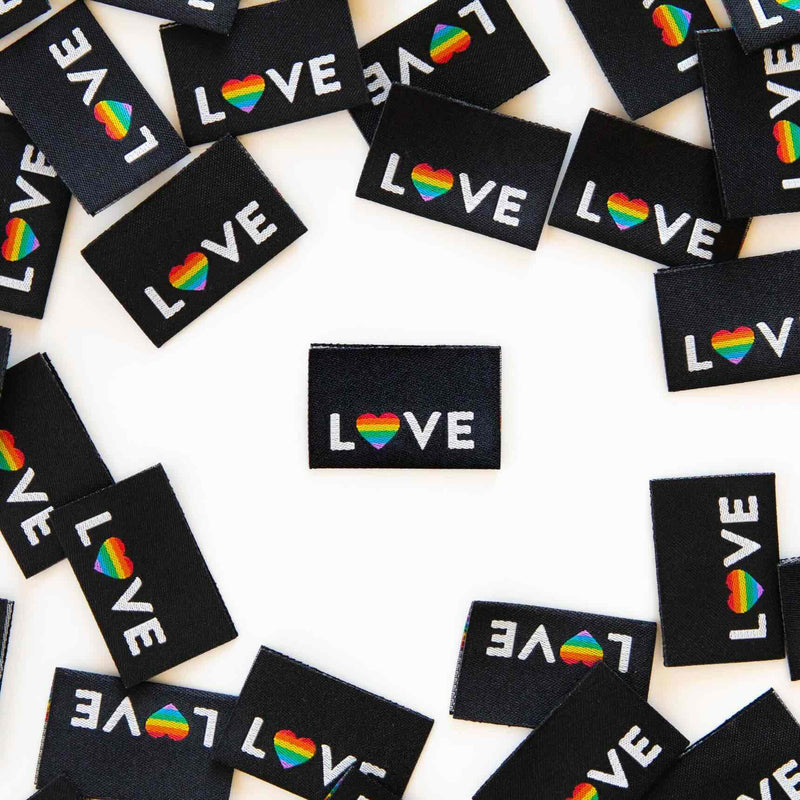 Love Pride Heart Woven Sewing Labels by Sarah Hearts