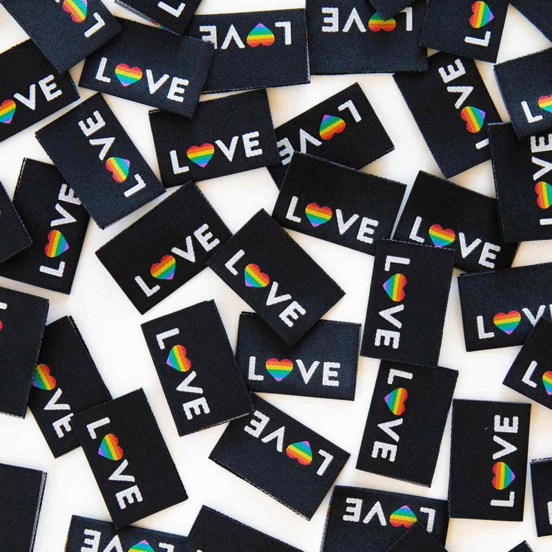 Love Pride Heart Woven Sewing Labels by Sarah Hearts
