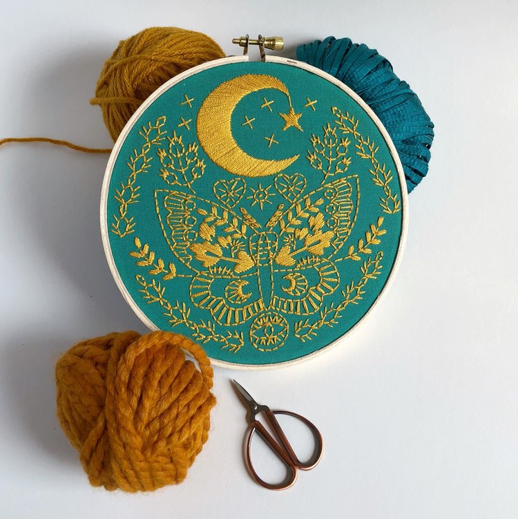 Lunar Moth Embroidery Kit by Rikrack