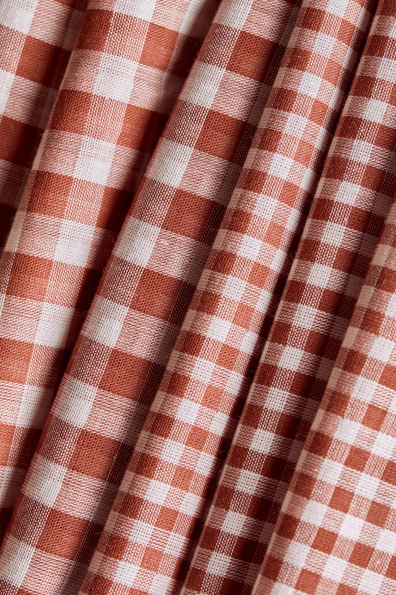 Gingham Off-White Chestnut Fabric