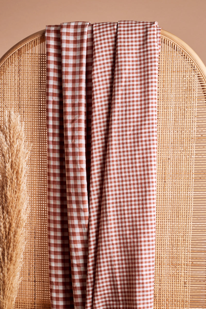 Gingham Off-White Chestnut Fabric