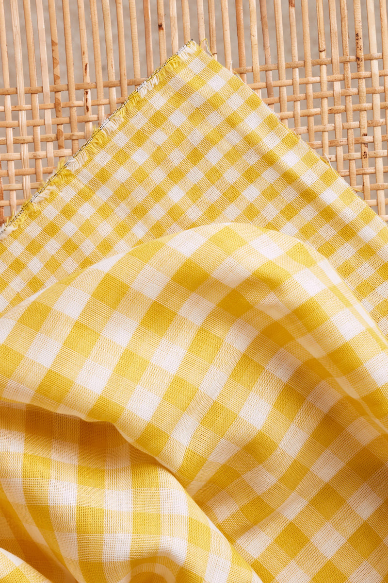 Gingham Off-White Lemon Fabric by Atelier Brunette