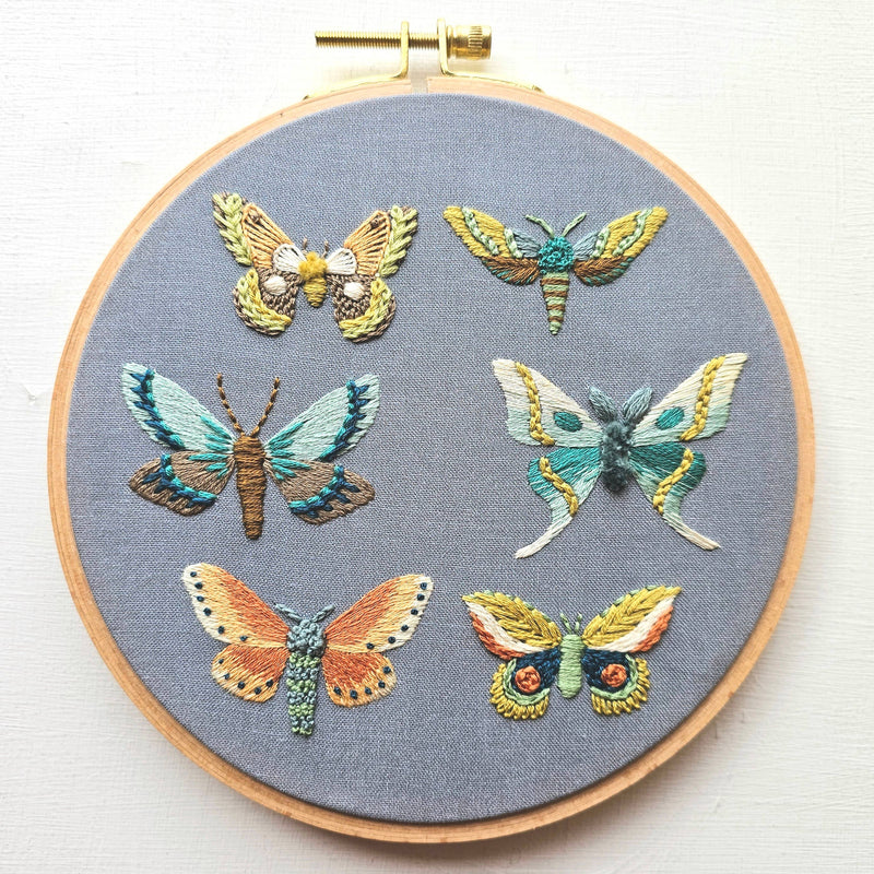 Moth Sampler Embroidery Kit by Jessica Long Embroidery