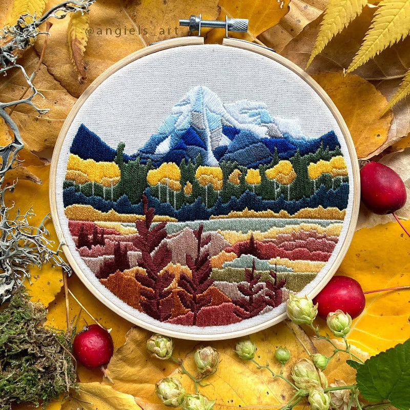 Mount Robson Autumn DIY Embroidery Kit by Anna Angiels