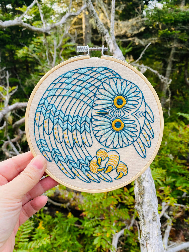 Saw Whet Owl Complete Embroidery Kit by Hook, Line & Tinker