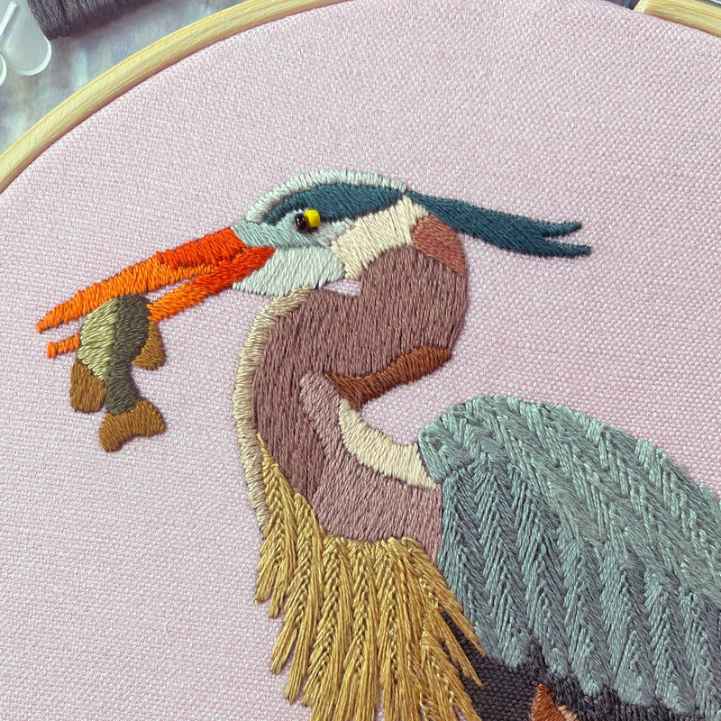 DIY Embroidery and Beadwork Kit - Great Blue Heron by Kate Wyatt