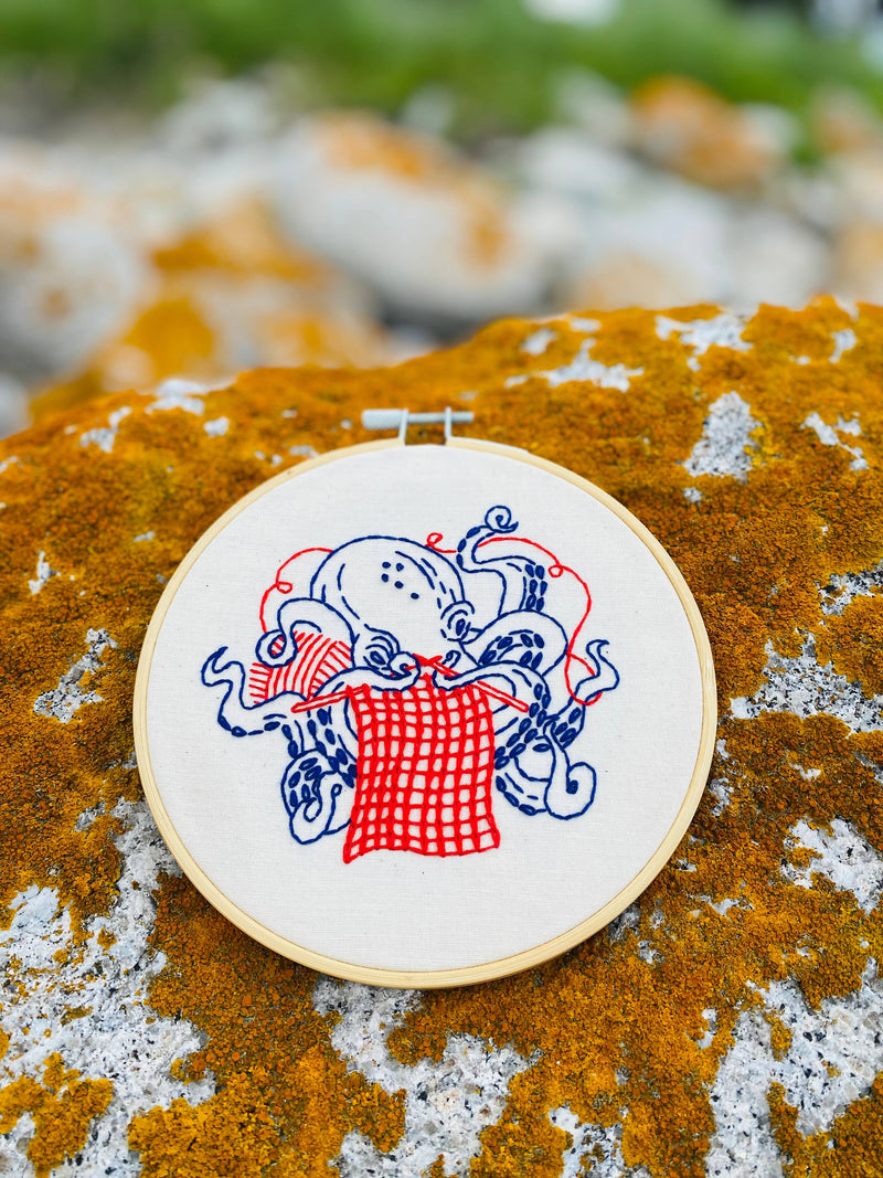 Knitting Octopus Complete Embroidery Kit by Hook, Line & Tinker