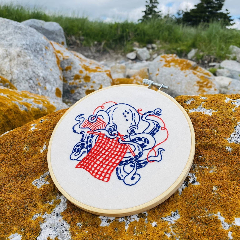 Knitting Octopus Complete Embroidery Kit by Hook, Line & Tinker