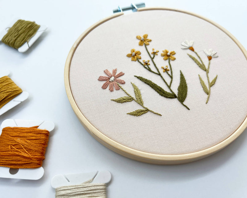 Pink Wildflower Embroidery Kit by Urbann Nest