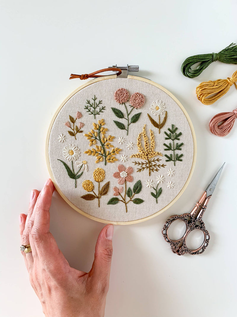 Floral Embroidery DIY Kit, modern embroidery craft kit by Matryoshka Doll Shop