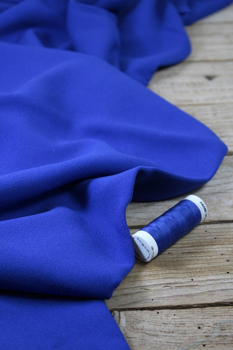 Royal Blue Viscose Crepe Fabric by Eglantine et Zoé