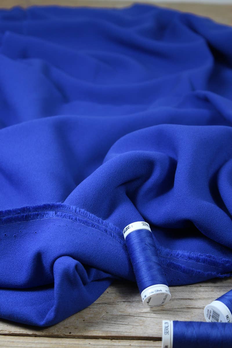 Royal Blue Viscose Crepe Fabric by Eglantine et Zoé